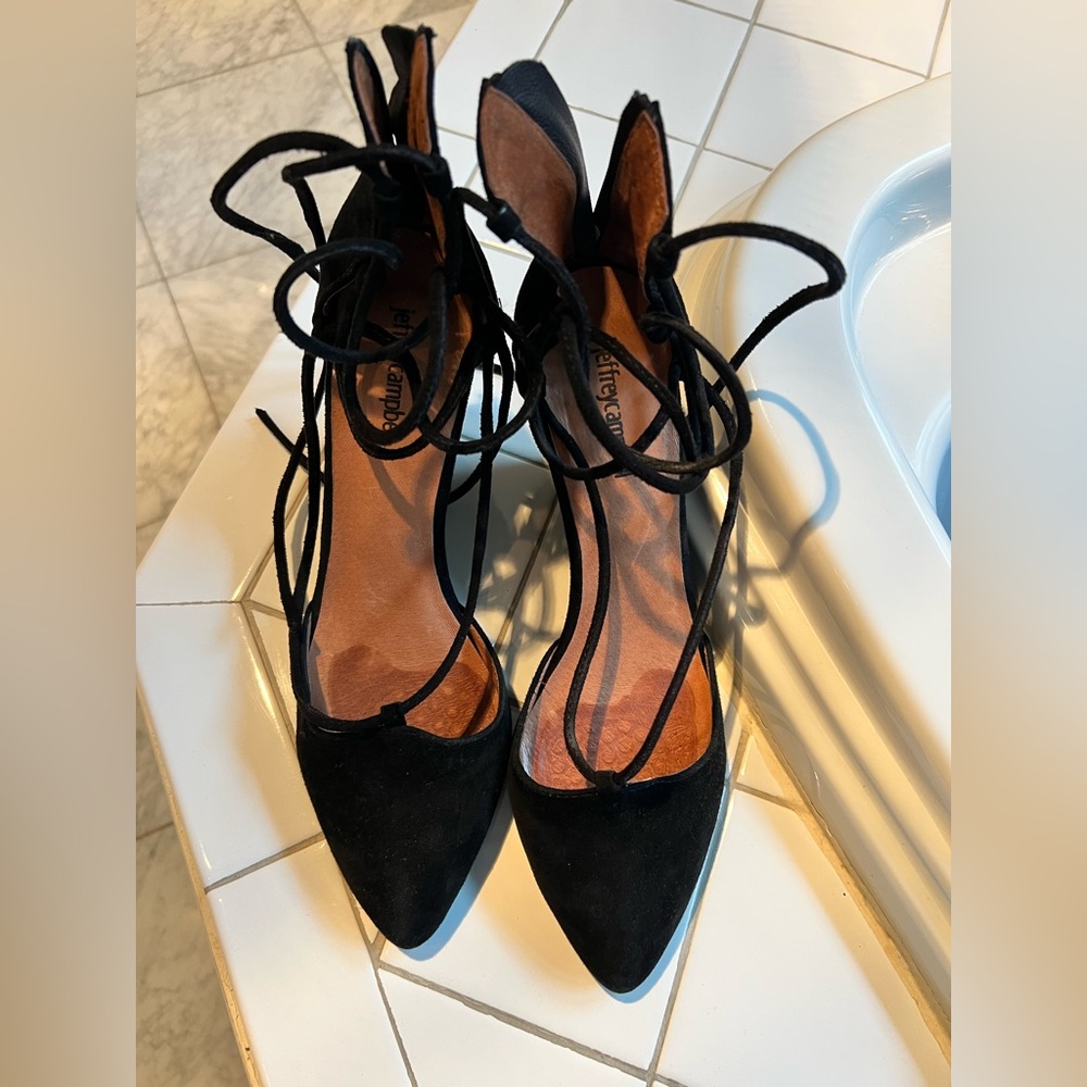 Jeffrey Campbell sued tie up wedges